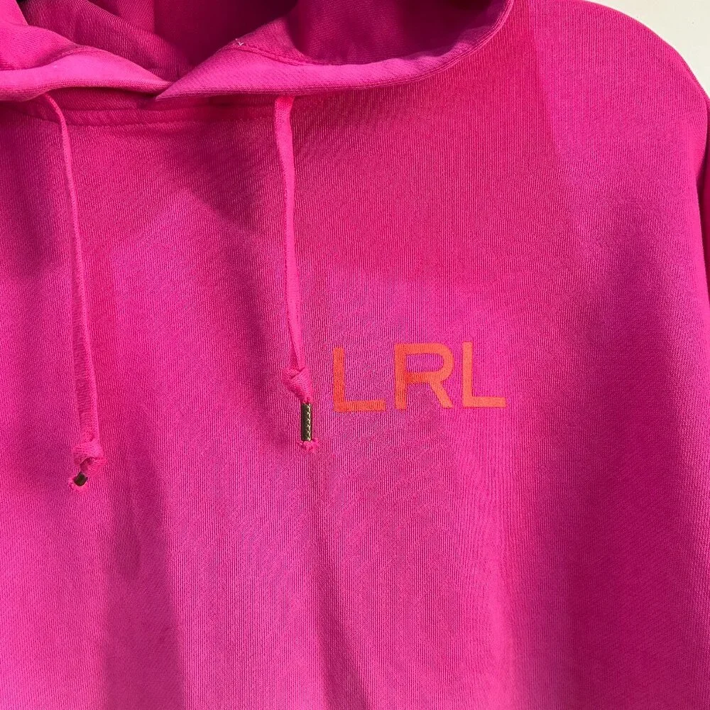 Lauren Ralph Lauren Dip-Dyed French Terry Hoodie Pink/Yellow Size Medium Women - Picture 5 of 16
